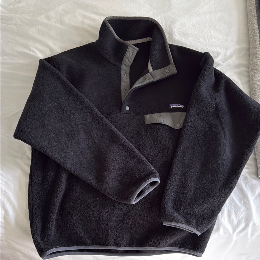 Patagonia Black Fleece Snap-T Pullover with Gray Accents